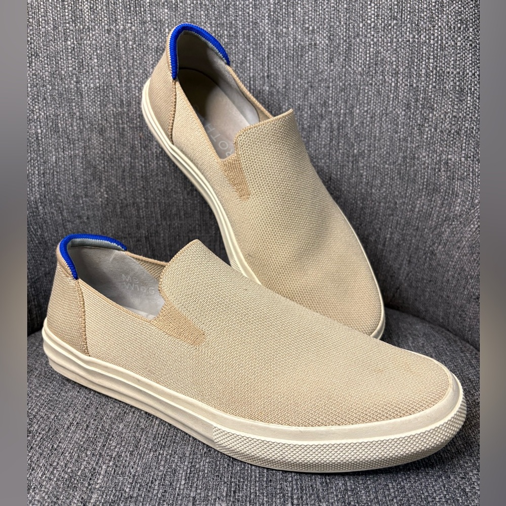 Rothy's Beige Slip-On Loafers with Blue Heel Tab